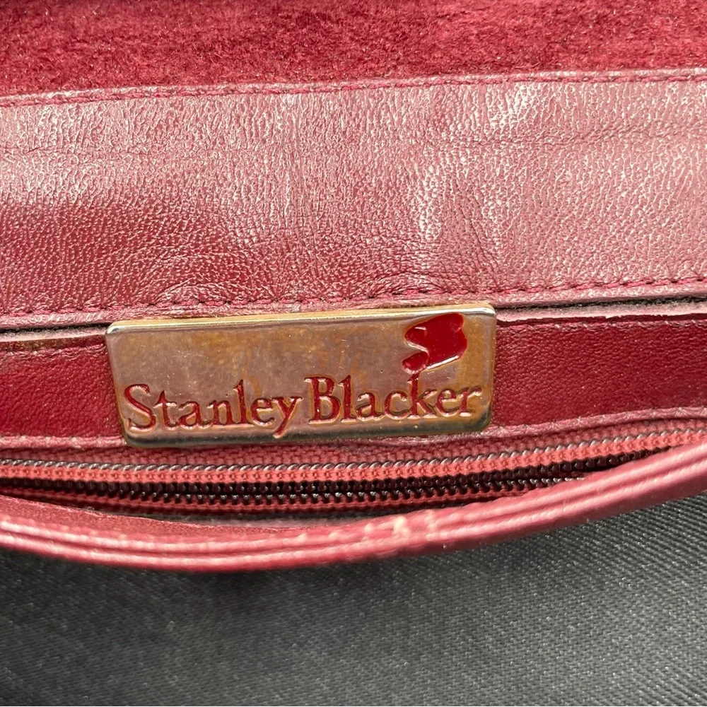 Vintage 60s 70s Stanley Blacker Designer Shoulder Bag Purse Burgundy Red Leather